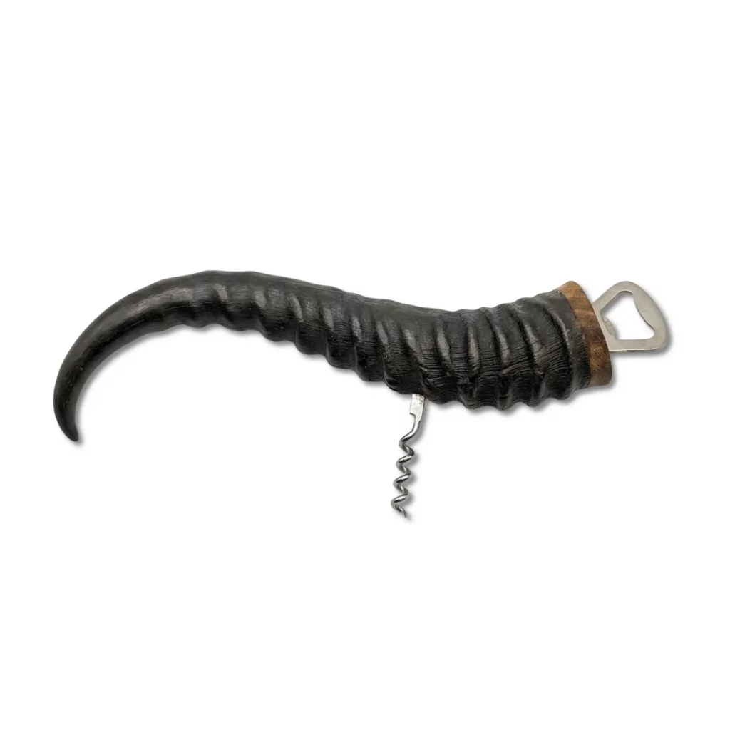 sop04 bottlle opener and cork skrew springbok horn